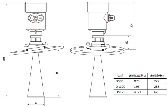 纜式導波雷達液位計RD706外形尺寸圖